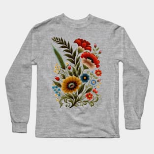 Folk Art Pressed Flowers Long Sleeve T-Shirt